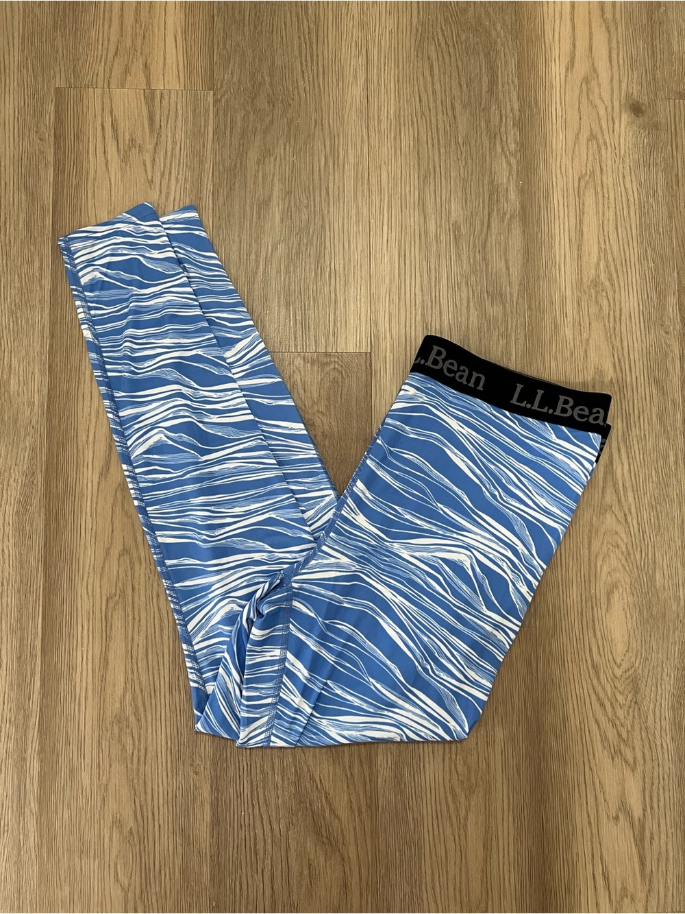 L.L.Bean Women’s XL Base Layer Leggings Blue White Print NWOT 511786